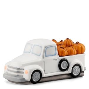 Scentsy 🧡 White RETRO TRUCK with Pumpkin Lid Warmer Fall Harvest NIB